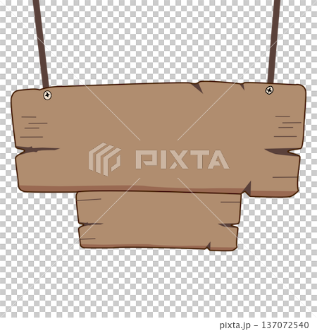 Old Wooden Sign with Two Levels. Illustration Old Wooden Sign with Two Levels. Illustration 137072540