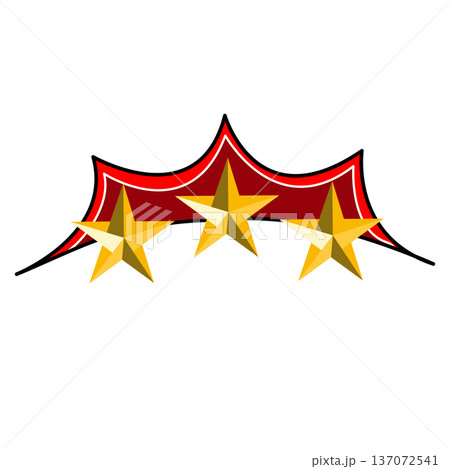 Three Golden Stars on Red Banner Illustration Three Golden Stars on Red Banner Illustration 137072541