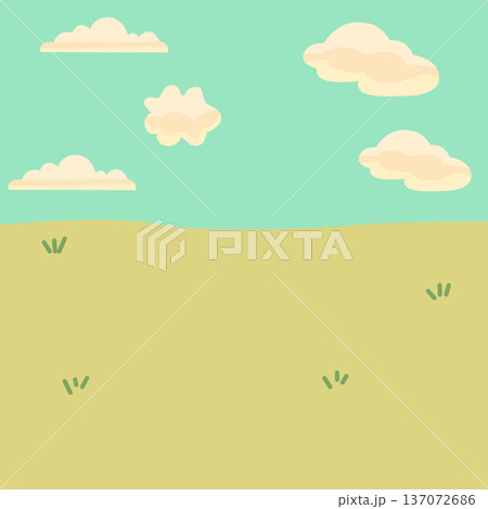 Cartoon Landscape with Clouds and Grass. illustration Cartoon Landscape with Clouds and Grass. illustration 137072686