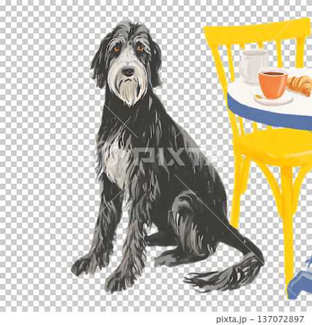 funny dog in blue scarf with scarf 137072897