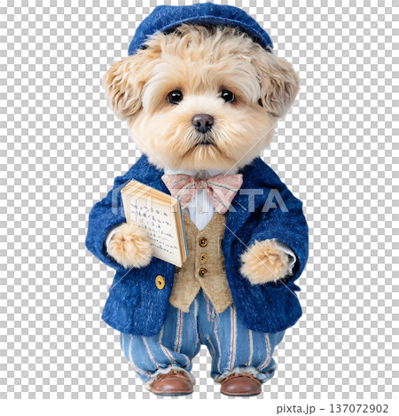 funny dog in blue scarf with scarf 137072902
