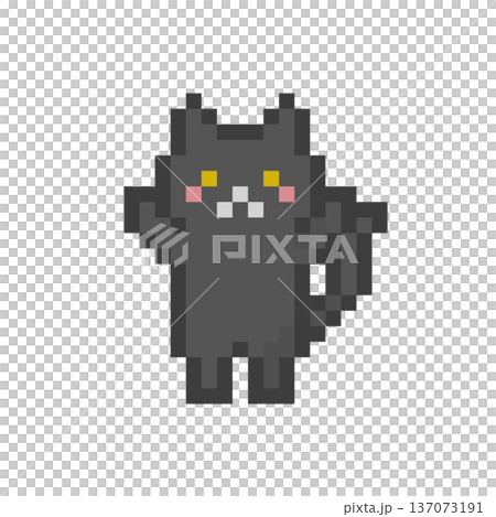 像素畫：一隻歡呼的黑貓 137073191