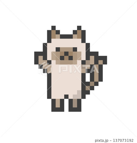 ドット絵のばんざいするラグドール猫 ドット絵のばんざいするラグドール猫 137073192