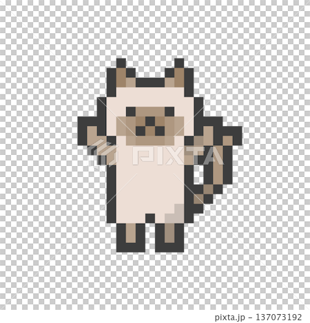 ドット絵のばんざいするラグドール猫 ドット絵のばんざいするラグドール猫 137073192