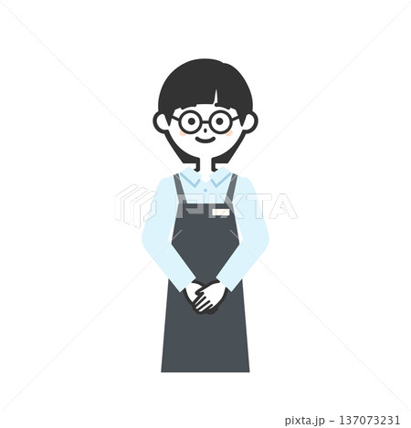 前で手を組むエプロンを付けた人物イラスト 前で手を組むエプロンを付けた人物イラスト 137073231