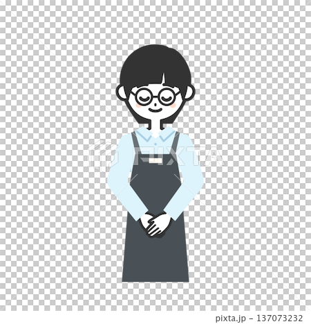 Illustration of a person wearing an apron bowing 137073232