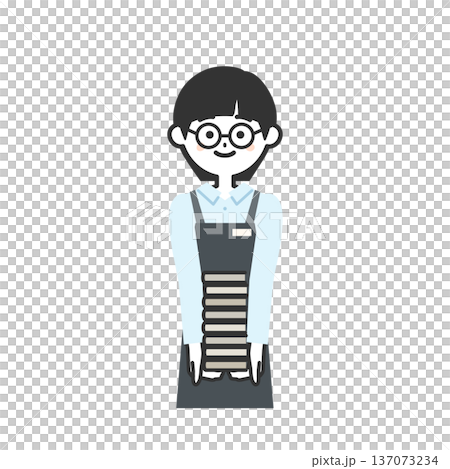 沢山の本を抱えるエプロンを付けた人物イラスト 137073234