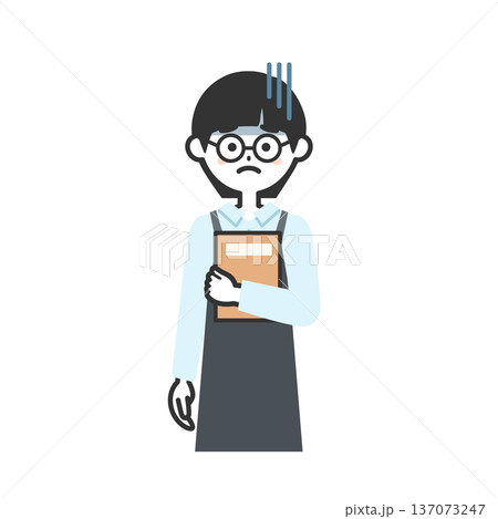 がっかりした表情のエプロンを付けた人物イラスト 137073247