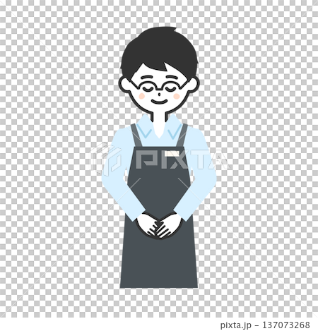 Illustration of a person wearing an apron bowing Illustration of a person wearing an apron bowing 137073268