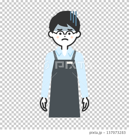 がっかりした表情のエプロンを付けた人物イラスト 137073283
