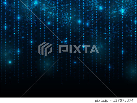 Blue neon winter abstract glowing background with snowflakes 137073374
