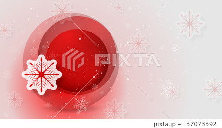 Abstract Christmas winter background with snowflakes and red geometric circle Abstract Christmas winter background with snowflakes and red geometric circle 137073392