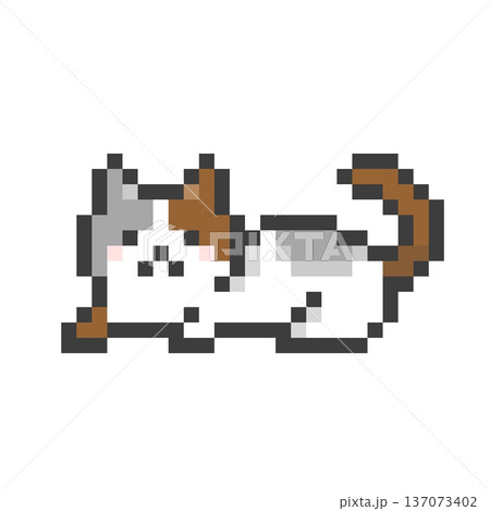 ドット絵のくつろぐ三毛猫 137073402