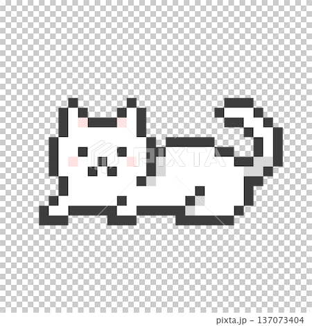 Pixel art of a relaxing white cat Pixel art of a relaxing white cat 137073404