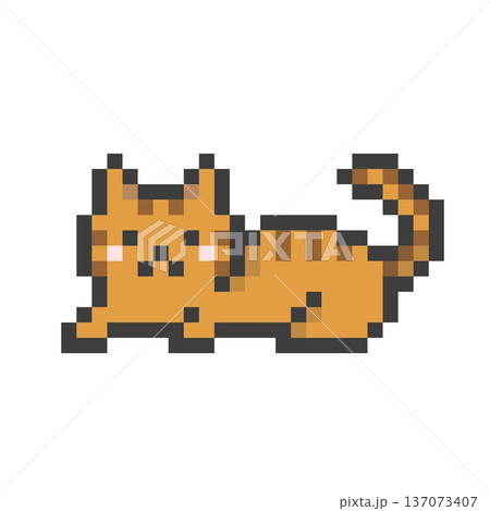 ドット絵のくつろぐ茶トラ猫 ドット絵のくつろぐ茶トラ猫 137073407