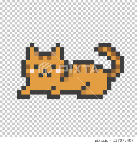 ドット絵のくつろぐ茶トラ猫 ドット絵のくつろぐ茶トラ猫 137073407