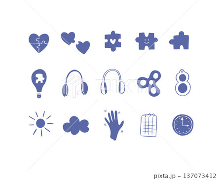 Hand drawn icon vector set neurodiversity support. Hand drawn icon vector set neurodiversity support. 137073412