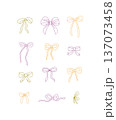 Hand drawn whimsical charming ribbon bows 137073458