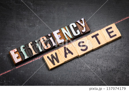 EFFICIENCY Versus WASTE Operational Performance Comparison Using Wooden Letter Blocks 137074179