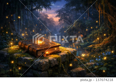 神秘の森に眠る魔導書 / Enchanted Tome in a Mystical Forest 137074218