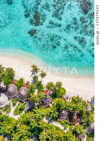 Stunning Aerial Tropical Beach Resort Luxury Villas and Ocean Lagoon for Popular Summer Destination Landscape Stunning Aerial Tropical Beach Resort Luxury Villas and Ocean Lagoon for Popular Summer Destination Landscape 137074543