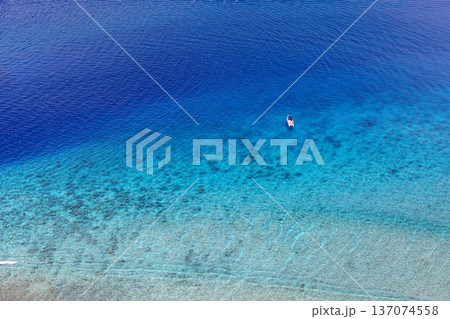 Gorgeous Aerial View of Ocean Coral Reef Lagoon and Bay for Sustainable Nature Travel and Exotic Summer Seascape Gorgeous Aerial View of Ocean Coral Reef Lagoon and Bay for Sustainable Nature Travel and Exotic Summer Seascape 137074558