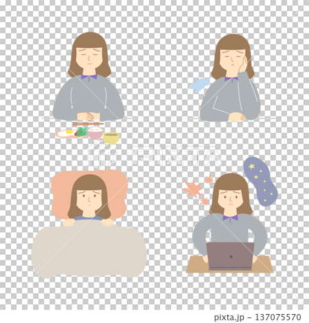 Illustration set of a woman with mental illness Illustration set of a woman with mental illness 137075570