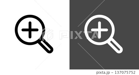 シンプルな虫めがねのアイコンイラスト　プラス 137075752