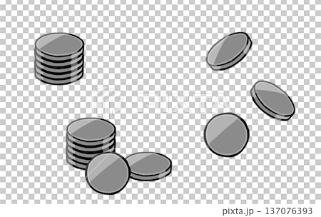 Silver coin (coin/medal) set - simple, loose, hand-drawn illustration material Silver coin (coin/medal) set - simple, loose, hand-drawn illustration material 137076393