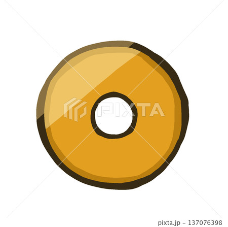 穴が空いた金色の硬貨 シンプル・ゆるい手描きイラスト素材 穴が空いた金色の硬貨 シンプル・ゆるい手描きイラスト素材 137076398