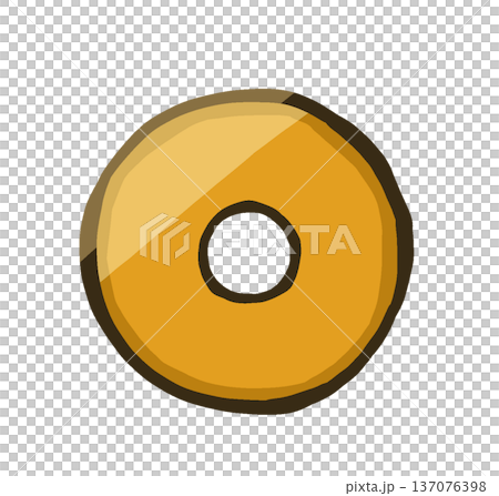 穴が空いた金色の硬貨 シンプル・ゆるい手描きイラスト素材 穴が空いた金色の硬貨 シンプル・ゆるい手描きイラスト素材 137076398
