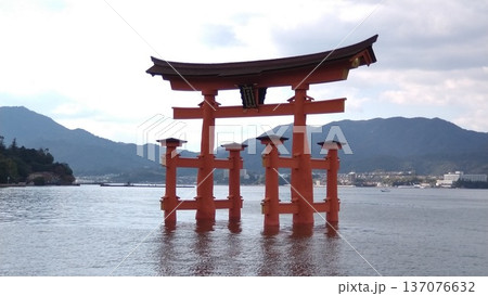 海上に高々と立つ厳島神社大鳥居 海上に高々と立つ厳島神社大鳥居 137076632