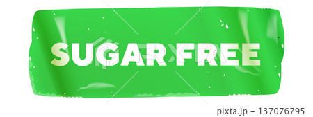 Sugar free green sticker banner with white bold text. Textured adhesive tape label for healthy food packaging and diet products isolated on white background vector illustration. Sugar free green sticker banner with white bold text. Textured adhesive tape label for healthy food packaging and diet products isolated on white background vector illustration. 137076795