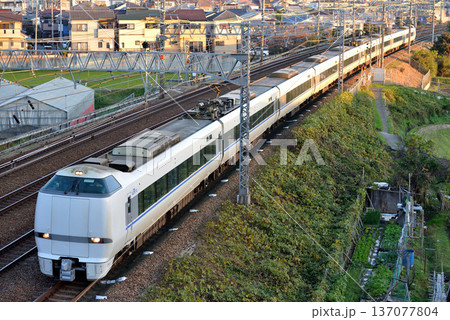 東海道本線を走る683系特急サンダーバード9両 東海道本線を走る683系特急サンダーバード9両 137077804