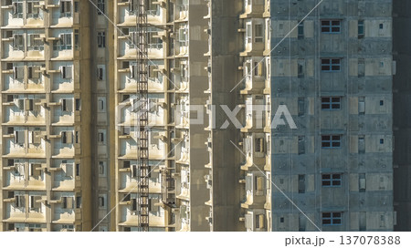 Closeup view of dense residential tower facades in Kwu Tung Feb 18 2026 Closeup view of dense residential tower facades in Kwu Tung Feb 18 2026 137078388