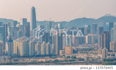 Modern Shenzhen skyline featuring iconic towers and vibrant cityscape Feb 18 2026 137078405