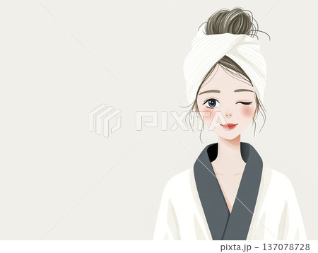 美優シリーズ：フェイシャルエステで微笑む若い女性｜アンチエイジング美容イメージ 137078728
