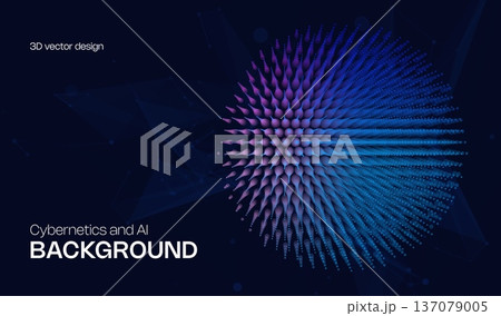 Abstract ai cyber background with 3d sphere from dots and circles. Big data digital science and technology design and tech blockchain blue business concept. Computer network connection pattern. Abstract ai cyber background with 3d sphere from dots and circles. Big data digital science and technology design and tech blockchain blue business concept. Computer network connection pattern. 137079005