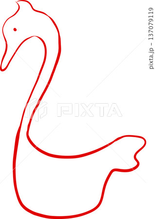 vector element, swan, outline, rustic style, a la Rus, Slavic style, decorative element 137079119