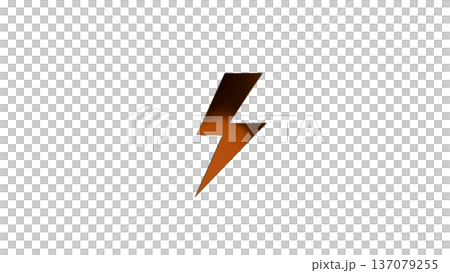 【背景透過】3D雷マーク・稲妻マーク　金 137079255