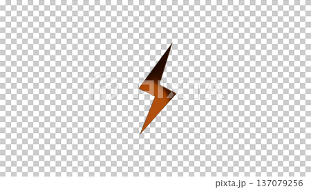 [Transparent Background] 3D Lightning Bolt and Thunder Bolt Gold 137079256
