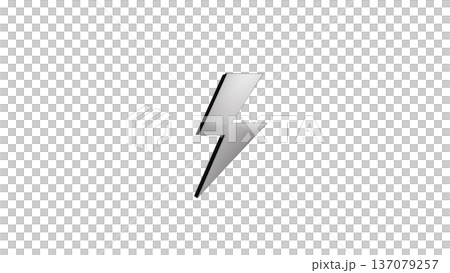 [Transparent Background] 3D Lightning Bolt and Thunder Bolt Silver 137079257