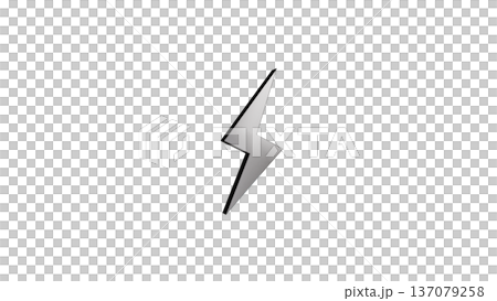 [Transparent Background] 3D Lightning Bolt and Thunder Bolt Silver 137079258