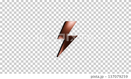 [Transparent Background] 3D Lightning Bolt and Thunder Bolt - Copper 137079259