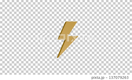 [Transparent Background] 3D Lightning Bolt Mark Yellow 137079263
