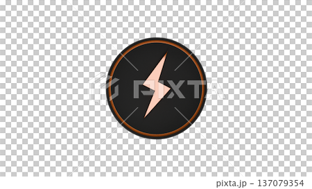 [透明背景] 3D金色閃電，閃電標誌 137079354