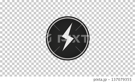 [Transparent background] 3D silver lightning, lightning bolt mark 137079355
