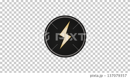 [Transparent background] 3D yellow lightning bolt symbol 137079357