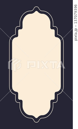 Navy blue vintage arch frame for elegant boho wedding invitation and brand packaging 137079396