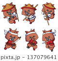 Cute Wombat Fighter Mascot Set in Action Poses Cartoon Collection 137079641